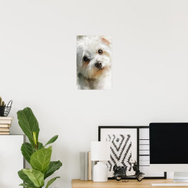 Maltaserhund vattenfärgporträtt poster
