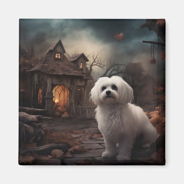 Malteese Halloween Scary Magnet (Framsidan)