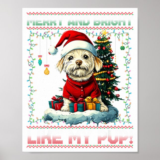 Maltese Christmas Tree Lights Decorations Dog Love Poster (Framsidan)