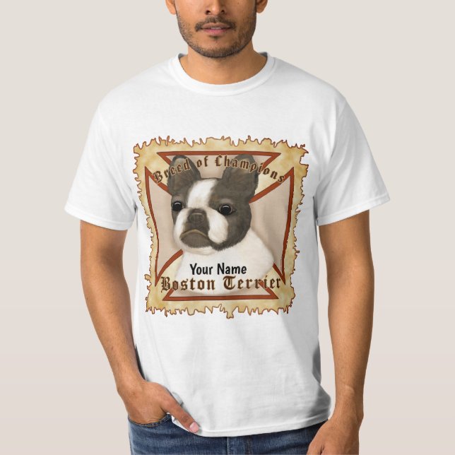 Maltese Cross Boston Terrier t-shirt på svenska (Framsida)