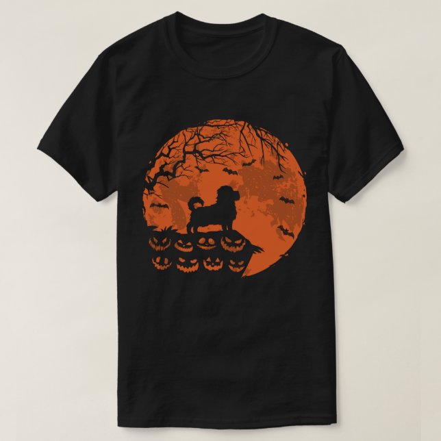 Maltese Dog And Moon Halloween Dog Lover Gift T Shirt (Design framsida)