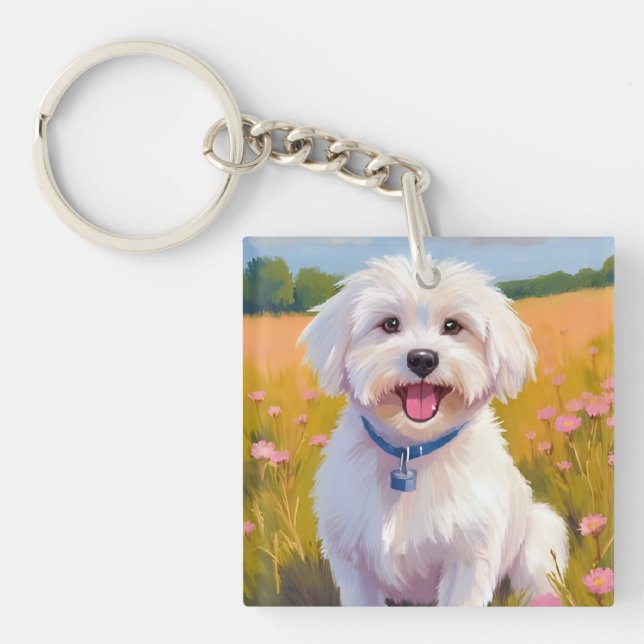 Maltese Dog | Flower Field Pet Painting (Framsidan)