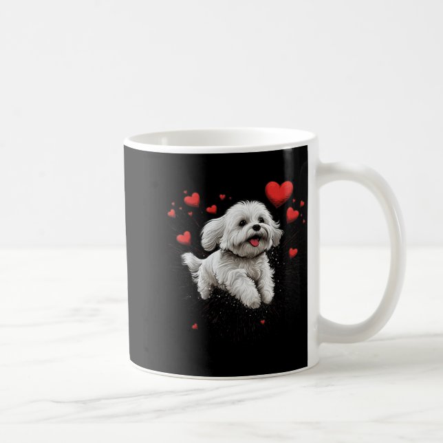 Maltese Dog Love Heart For Valentines Day Maltese  Kaffemugg (Höger)