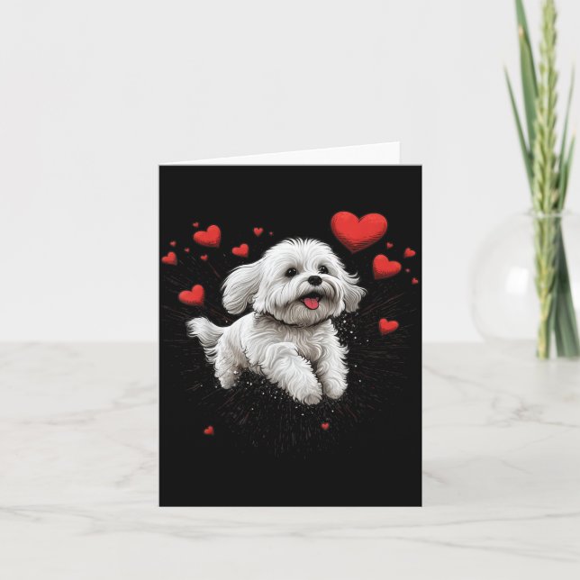 Maltese Dog Love Heart For Valentines Day Maltese  Kort (Framsida)
