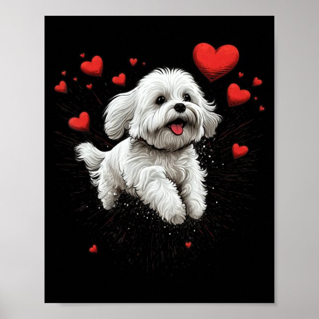 Maltese Dog Love Heart For Valentines Day Maltese  Poster (Framsidan)