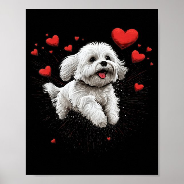 Maltese Dog Love Heart For Valentines Day Maltese  Poster (Framsidan)