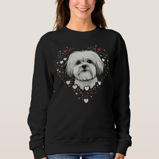 Maltese dog Love Heart for Valentines Day Maltese  T Shirt (Framsida)