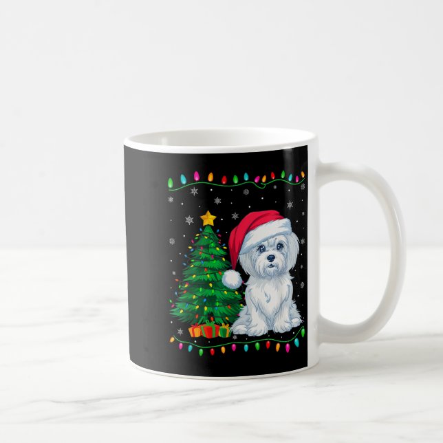 Maltese Dog Santa Hat Men Women Kids Christmas Tre Kaffemugg (Höger)