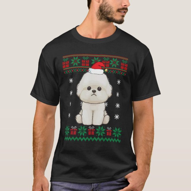 Maltese Dog Ugly Sweater Christmas  for Puppy Dog T Shirt (Framsida)