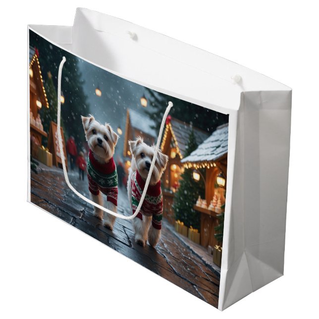 Maltese Dogs Christmas Snow Holiday (Framsidan Vinklad)