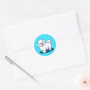 Maltese Girl Sticker Runt Klistermärke