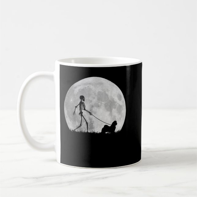 Maltese Halloween Skeleton Funny Dog Youth Kid Gir Kaffemugg (Vänster)