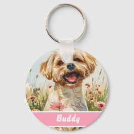 Maltese hund ID-bricka – Anpassad info Nyckelring