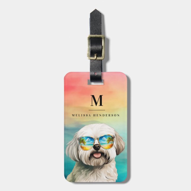 Maltese Hund Resväsketiketter Bagagebricka (Vertikal Framsida)