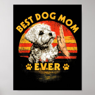 Maltese mamma retro solnedgång rolig hund mors dag poster
