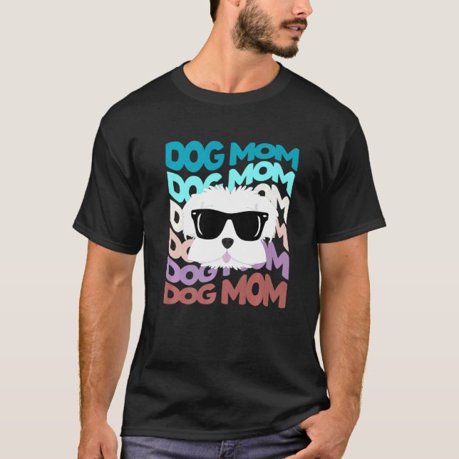 Maltese Mom  Cool Retro Dog Mom T Shirt (Framsida)