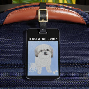 Maltese och Shih Tzu Mix Hund Bagage Tag Bagagebricka