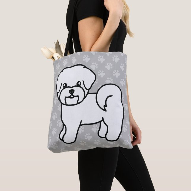 Maltese-ras tecknad hund ritning tygkasse (Närbild)