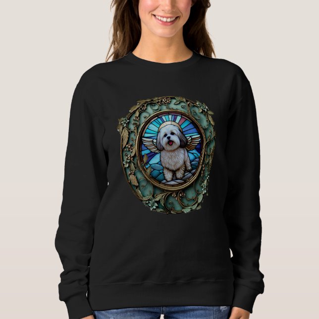 Maltese Shih Tzu Angel Descending from Heaven T Shirt (Framsida)