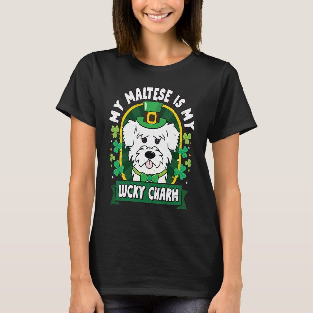Maltese St Patricks Lucky Charm Mom Dad T Shirt (Framsida)