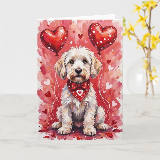 Maltese Valentine’s Day Dog with Hearts Red Kort (Gul blomma)