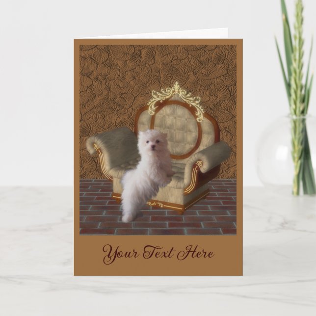 Maltese Valp Hund Konst Foto Personlig Kort (Framsida)