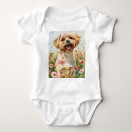 Maltese Watercolor Baby Bodysuit T Shirt