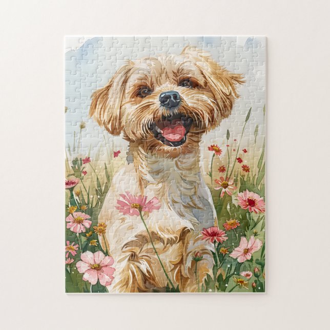 Maltese Watercolor Puzzle Pussel (Vertikal)