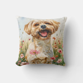 Maltese Watercolor Throw Pillow Kudde