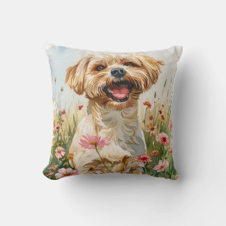 Maltese Watercolor Throw Pillow Kudde