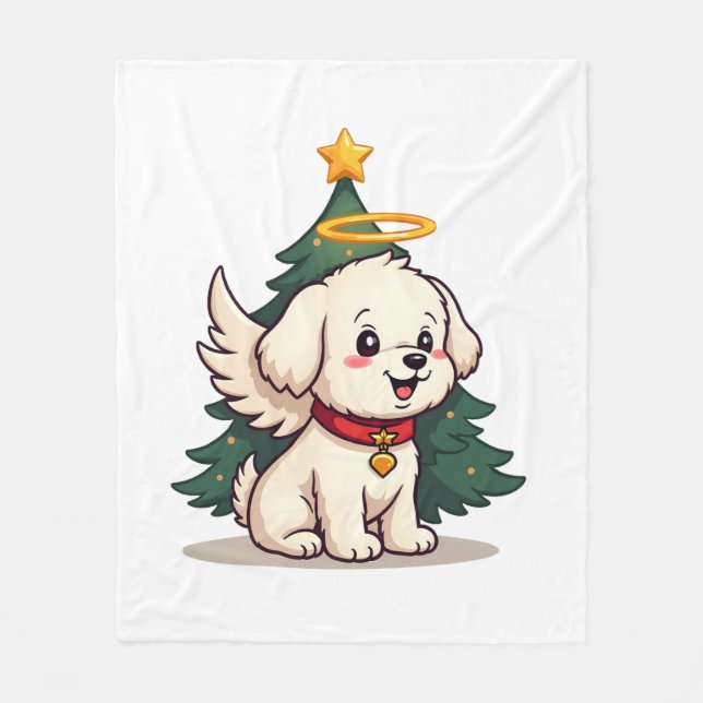 Malteser Ängel Hund Fleecefilt (Framsidan)