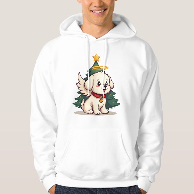 Malteser Ängel Hund Hoodie (Framsida)