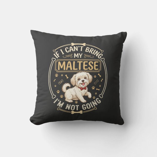 Malteser går inte hund röd fluga ben ram kudde (Framsida)