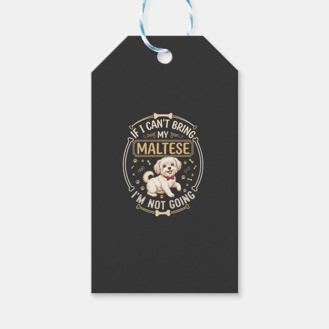 Malteser Går Inte Hund Röda Fluga Ben Ram Presentetikett (Framsidan)
