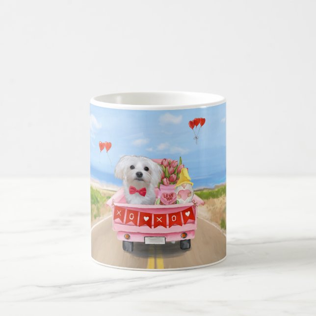 Malteser Hund Alla Hjärtans Dag Lastbil  Kaffemugg (Center)
