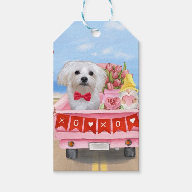 Malteser Hund Alla Hjärtans Dags Lastbil Presentetikett (Framsidan)