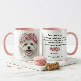 Malteser Hund Blomkrona Akvarell Konst Kaffe Mugg