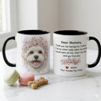 Malteser Hund Blomkrona Akvarellkonst Kaffe Mugg
