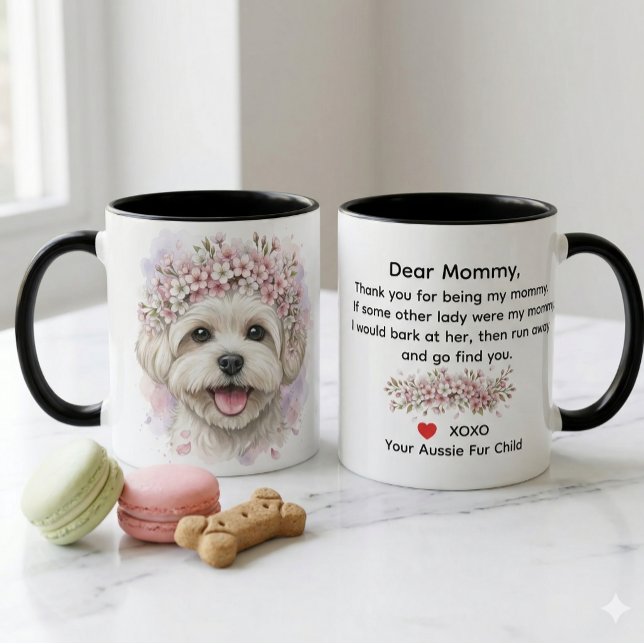 Malteser Hund Blomkrona Akvarellkonst Kaffe Mugg (Skapare uppladdad)