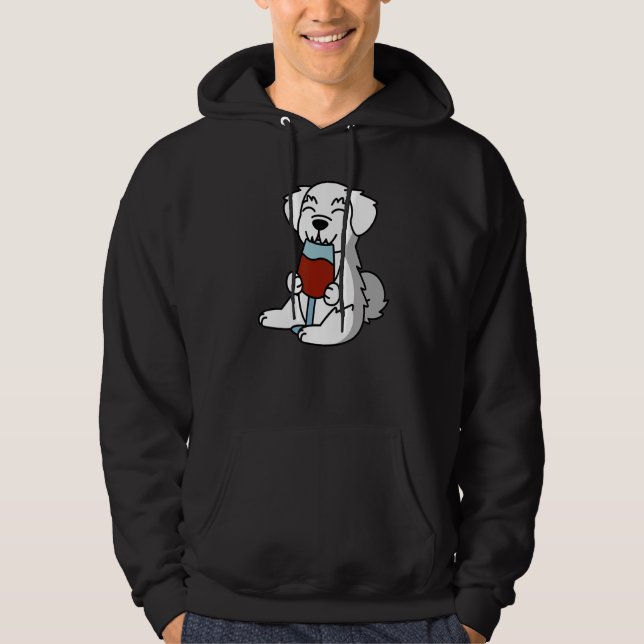Malteser Hund Dricker Vin Hoodie (Framsida)