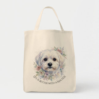 Malteser Hund Fram- och Bakvy Akrylväska Tygkasse