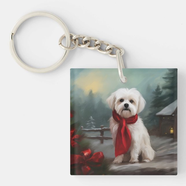Malteser Hund i Snö Jul (Framsidan)