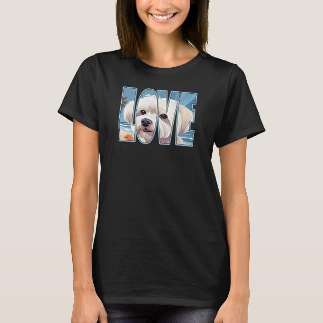 Malteser Hund Kärlek T Shirt (Framsida)