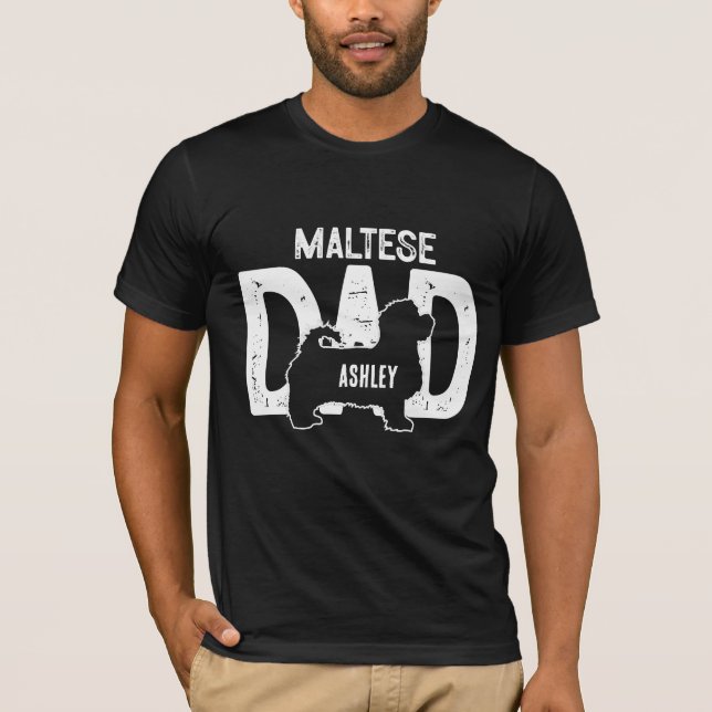 Malteser Hund Pappa Valp Pappa T Shirt (Framsida)