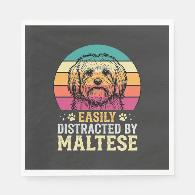 Malteser Hund Retro Solnedgång Disträ Pappersservett (Framsidan)