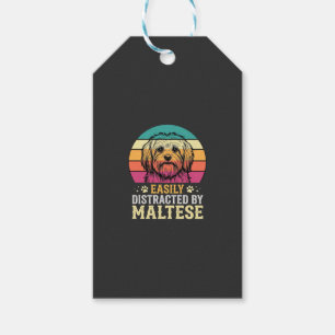Malteser Hund Retro Solnedgång Disträ Presentetikett
