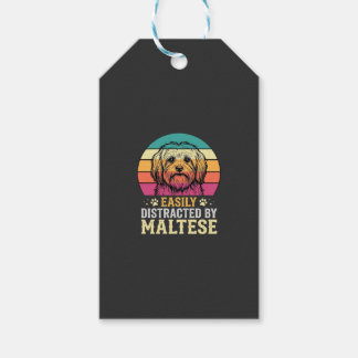 Malteser Hund Retro Solnedgång Disträ Presentetikett