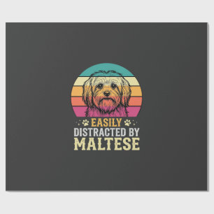 Malteser Hund Retro Solnedgång Disträ Presentpapper
