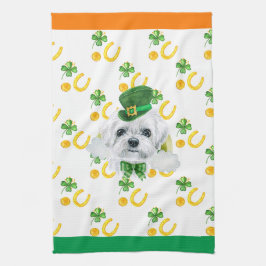 Malteser Hund Semester Hem Dekor St Patricks Day Kökshandduk