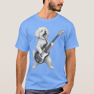 Malteser Hund Spelar Elbas Rockmusik Hund Älskare T Shirt